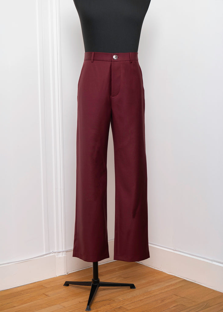 Burgundy wool suit pants