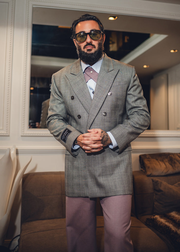 Gray wool suit jacket