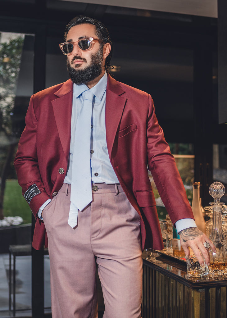Pink wool suit pants