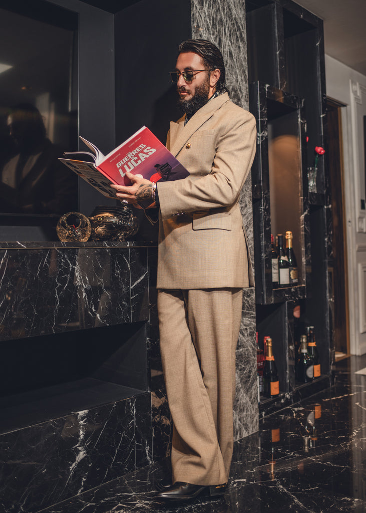 Sand-colored wool pants