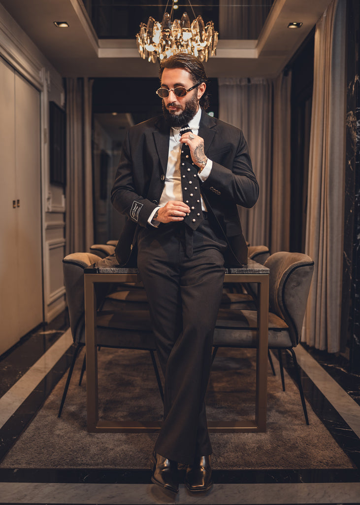 Black wool suit jacket