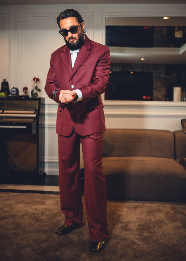 Burgundy wool suit jacket