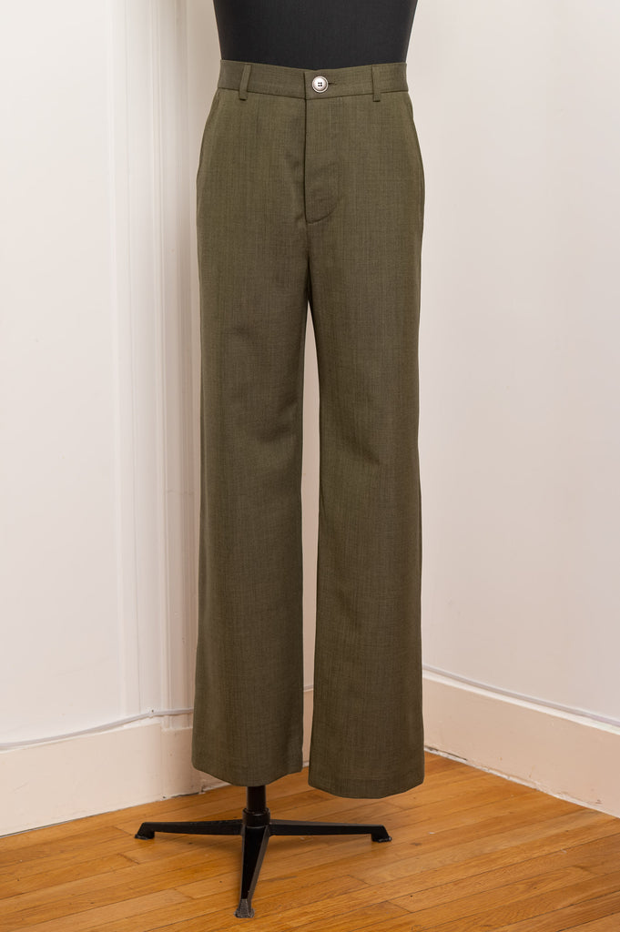 Green wool suit pants
