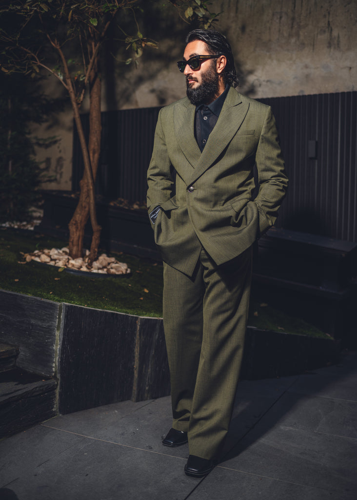 Green wool suit jacket