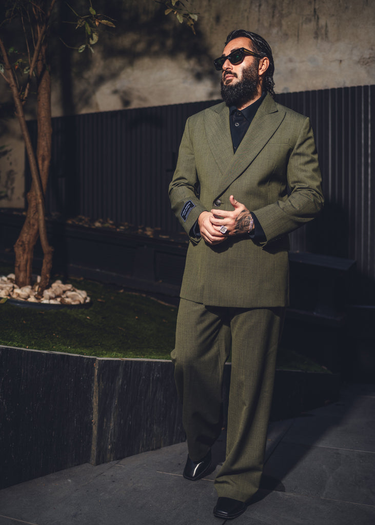 Green wool suit jacket