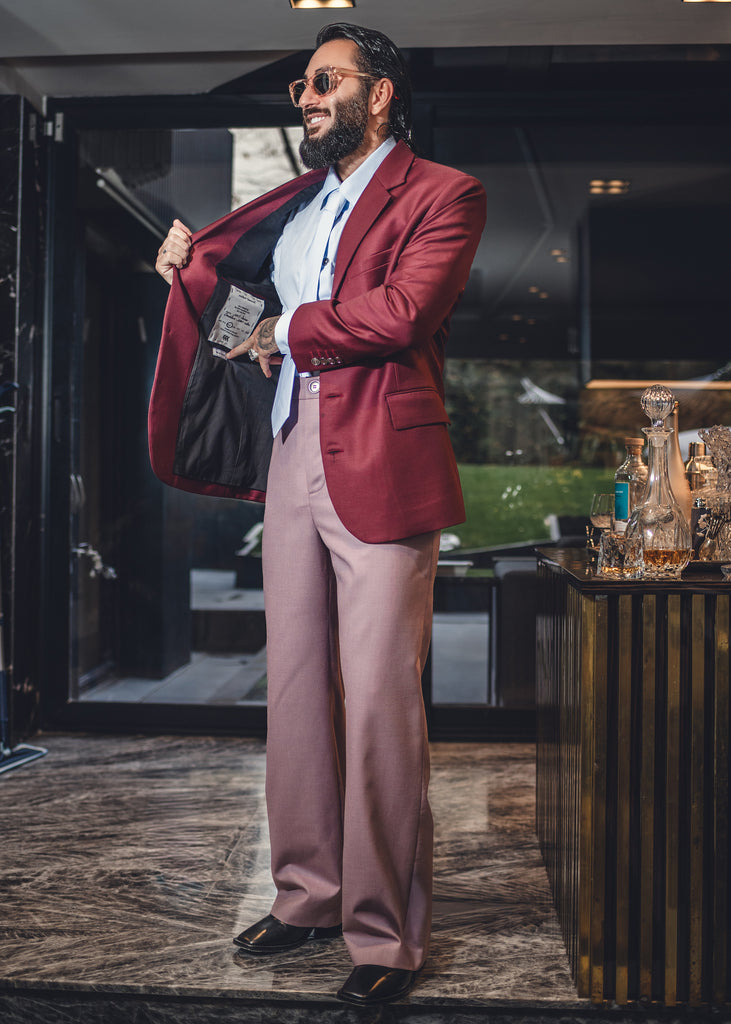 Pink wool suit pants