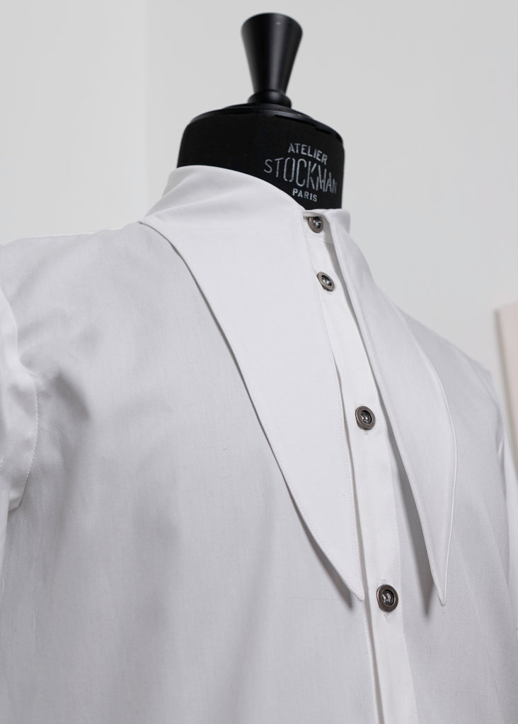 White shirt with a long collar