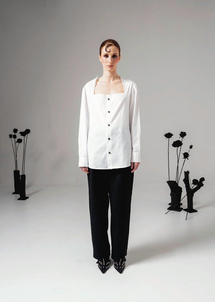 Square white shirt