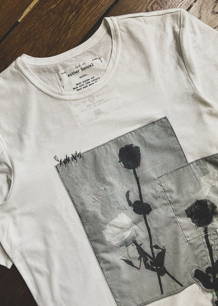 sailor_ white t-shirt - flowers on fire | esther bancel.